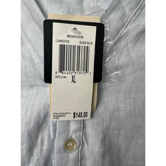 NEW Magaschoni Womens XL 100% Linen Button Popover Sleeveless $148 Lt. Blue A32 - Picture 3 of 7